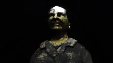 僵尸走令人毛骨悚然的可怕的低光脏室内恐怖场景动画